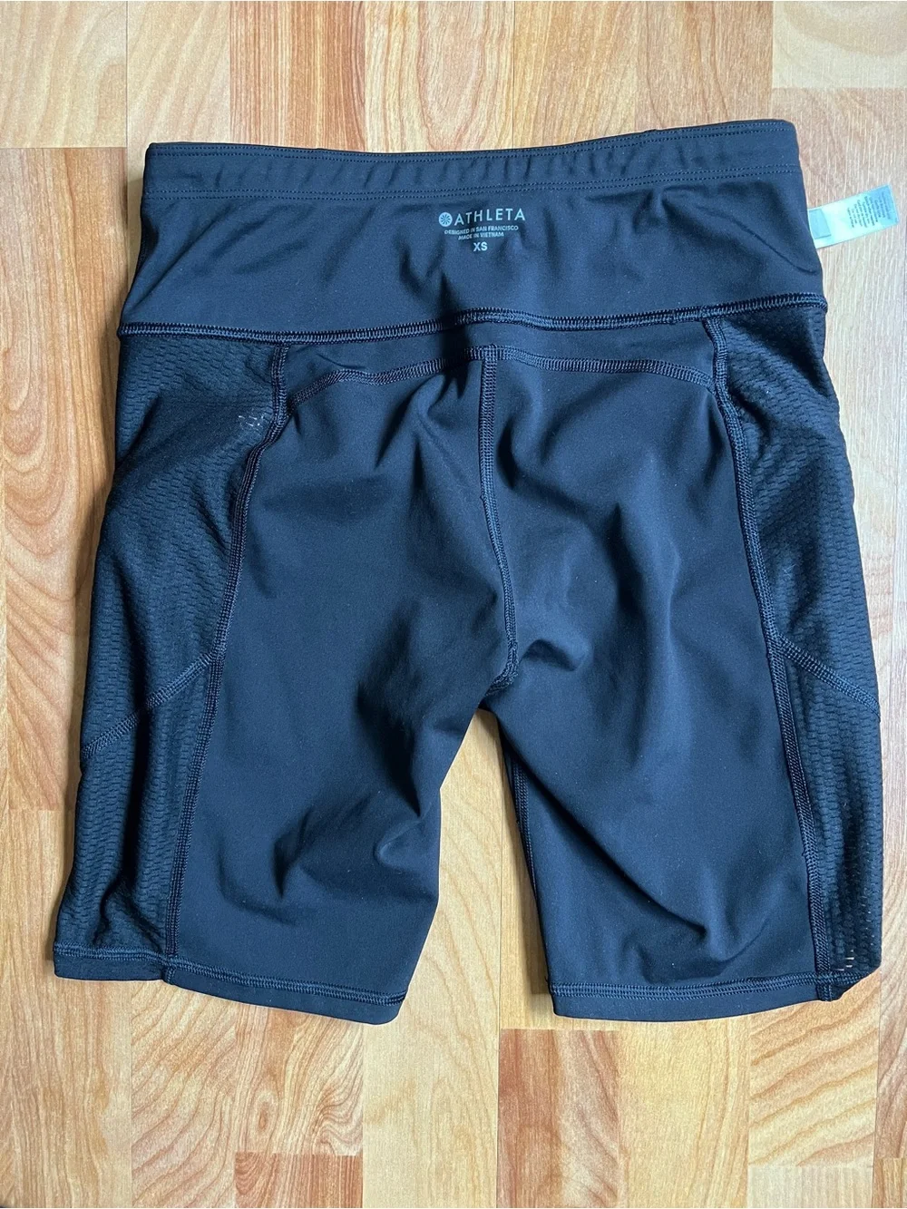 Athleta Black High-Rise Bike Shorts with Zip Pockets